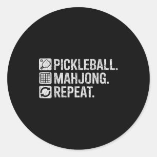 Pickleball mahjong repeat funny game lover quote classic round sticker