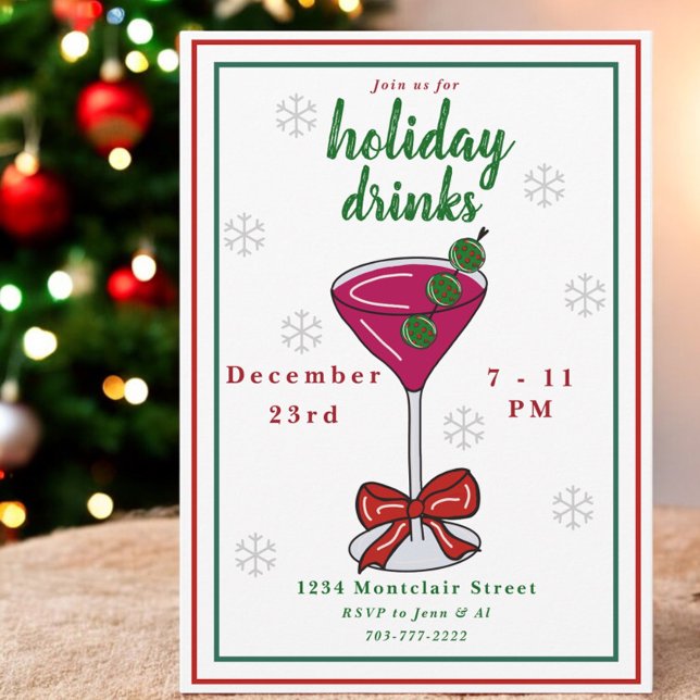 Pickleball Martini Christmas Holiday Party Invitation (Creator Uploaded)