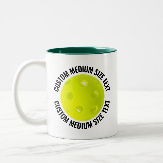 Pickleball & Medium Text HUNTER GREEN 11oz Custom Two-Tone Coffee Mug (Left)