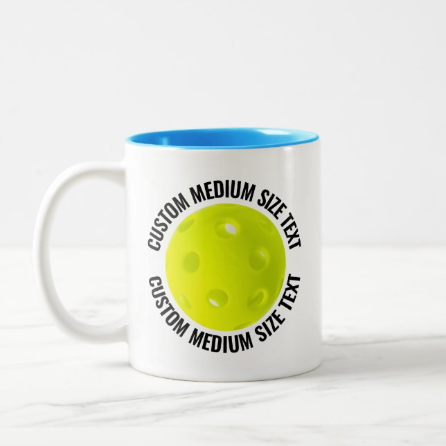 Pickleball & Medium Text LIGHT BLUE 11oz Custom Two-Tone Coffee Mug (Left)