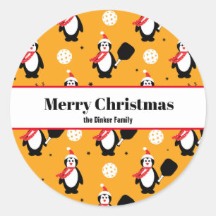 🐧 Pickleball Merry Christmas 🎁 Classic Round St Sticker