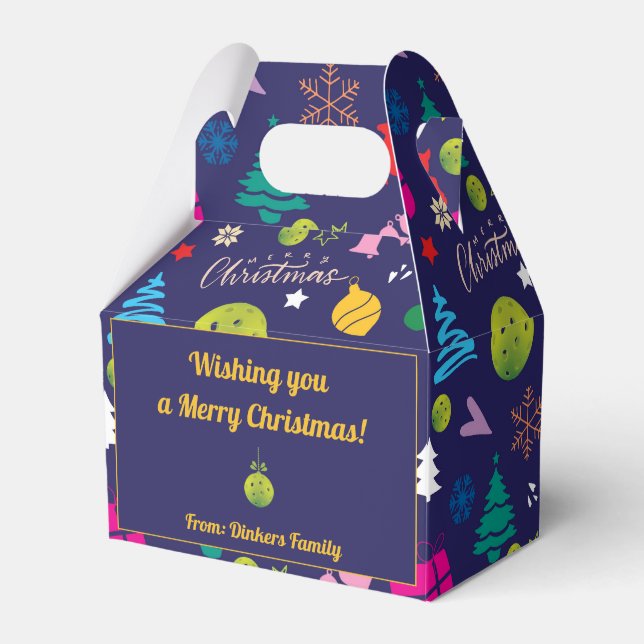 Pickleball🎄 Merry Christmas, custom text Favor Boxes (Front Side)