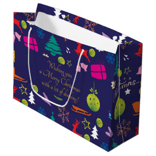 Pickleball🎄 Merry Christmas, custom text Large Gift Bag