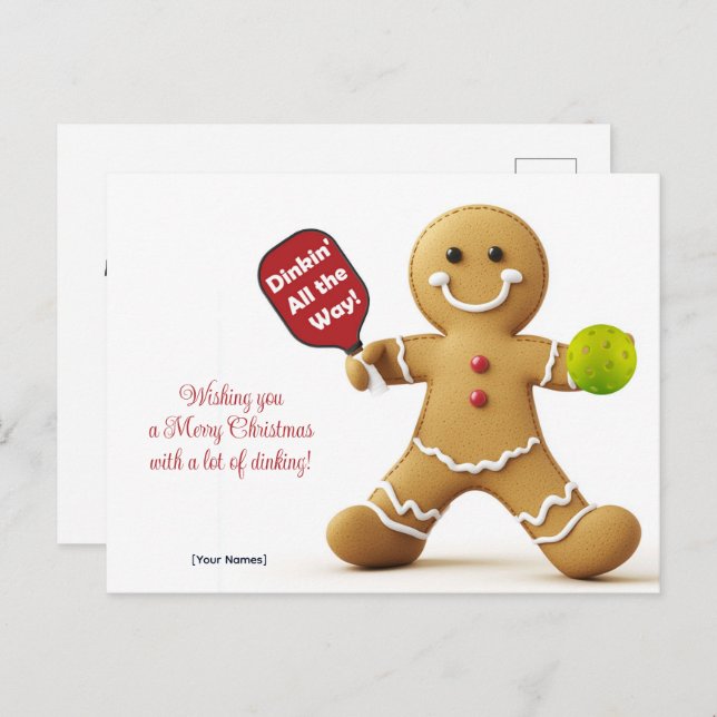  Pickleball🎄 Merry Christmas, custom text Postcard (Front/Back)