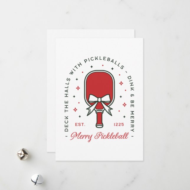 Pickleball merry Christmas funny puns aesthetic Holiday Card (Front/Back In Situ)