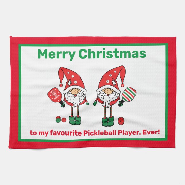 Pickleball Merry Christmas horizontal Kitchen Towe Kitchen Towel (Horizontal)