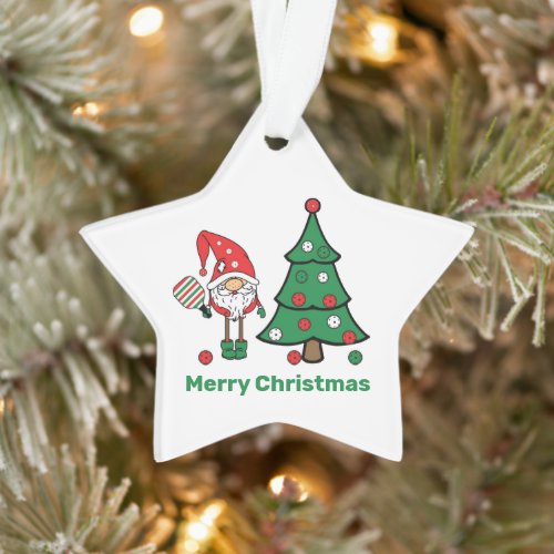 Pickleball Merry Christmas star Ornament