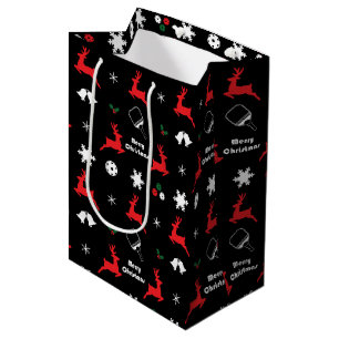 Pickleball Merry Christmas 🎄 Wrapping black Medium Gift Bag