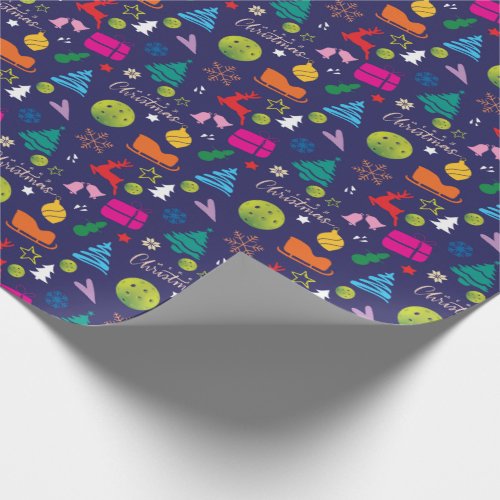  Pickleball Merry Christmas Wrapping navy blue Wrapping Paper