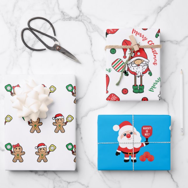  Pickleball 🎅🎁Merry Christmas  Wrapping  Wrapping Paper Sheets (Front)