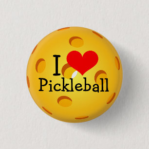 Pickleball Mini Button: I Love Pickleball Pinback Button