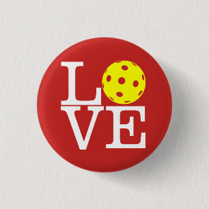 Pickleball Mini Button: LOVE (Red) Pinback Button