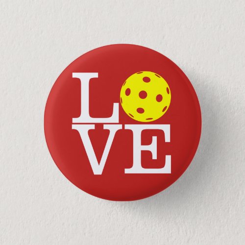 Pickleball Mini Button LOVE Red Pinback Button