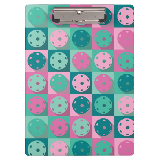 Pickleball (minty green and pink) clipboard (Front)