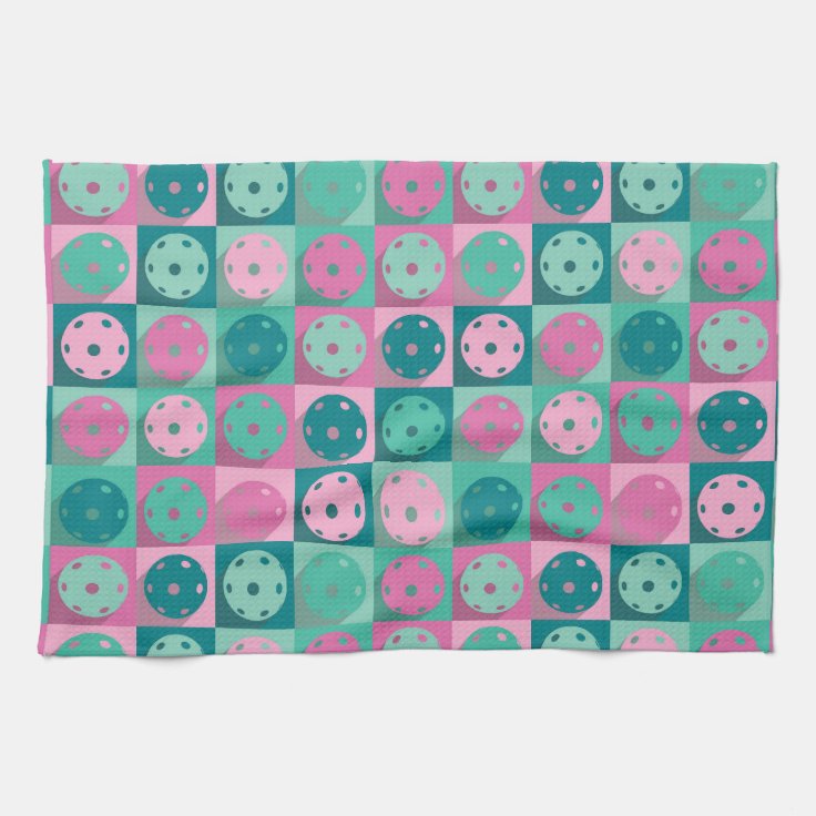 Pickleball (minty green and pink) kitchen towel | Zazzle