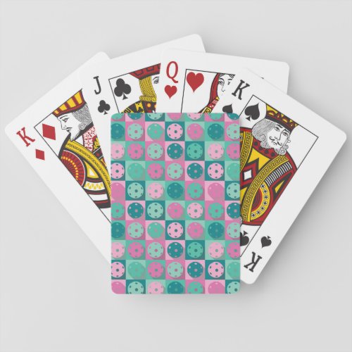 Pickleball minty green and pink playing cards