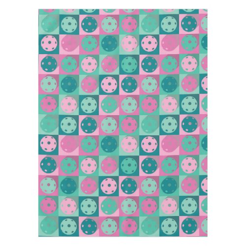 Pickleball minty green and pink tablecloth