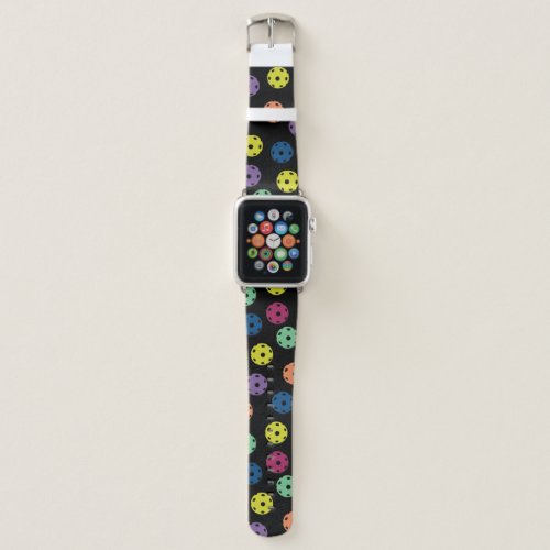 Pickleball _ mix on black background apple watch band