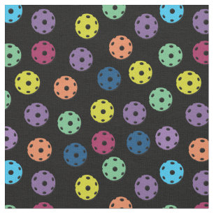 Pickleball - mix on black background fabric