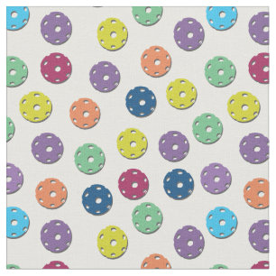 Pickleball - mix on white background fabric