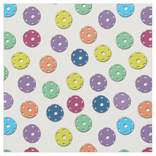 Pickleball - mix on white background fabric