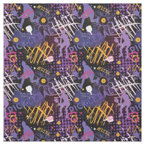 Pickleball mix _ purple pink yellow on black fab fabric