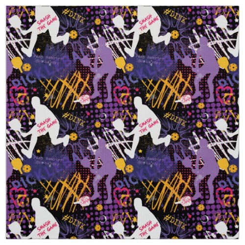 Pickleball mix _ purple pink yellow on black fabric