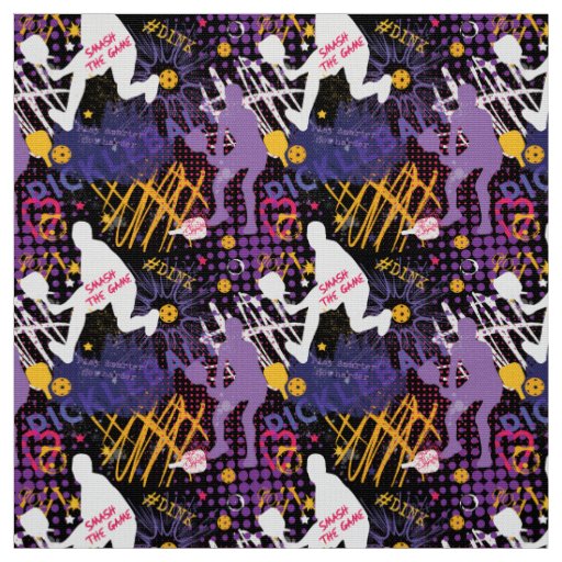 Pickleball mix - purple, pink, yellow on black fabric