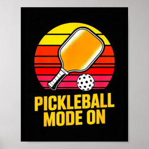 Pickleball mode on retro sunset pickleball paddle poster