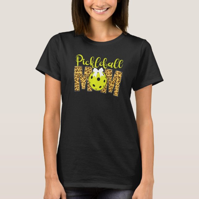 Pickleball Mom Mother Leopard Cheetah Pickleball M T-Shirt (Front)