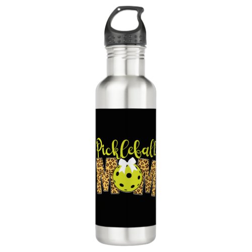 Pickleball Mom Mother Leopard  Stainless Steel Water Bottle