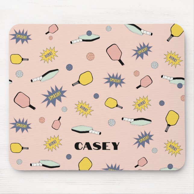 Pickleball Monogram Add Your Name Fun Colorful Mouse Pad (Front)