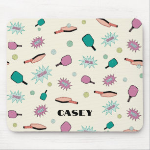 Pickleball Monogram Add Your Name Fun Colorful Mouse Pad