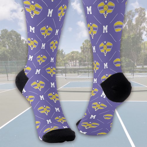 Pickleball Monogram Initial Pattern Socks