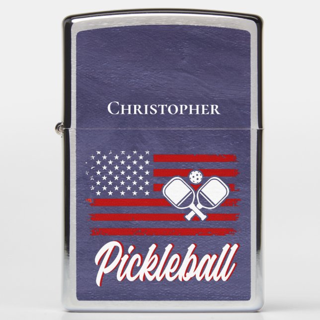 Pickleball Monogrammed Zippo Lighter (Front)