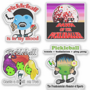 Pickleball Monsters Vampire Witches Zombies Sticker