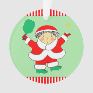 Pickleball Mrs. Claus Collectible Ornament