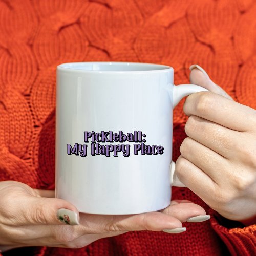 Pickleball My Happy Place Retro Text Coffee Mug