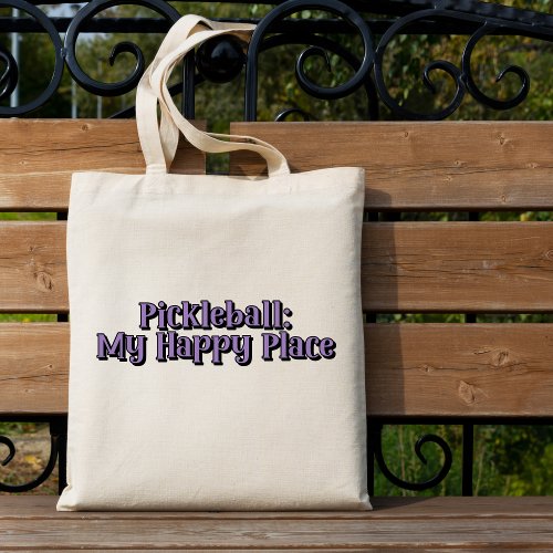 Pickleball My Happy Place Retro Text Tote Bag