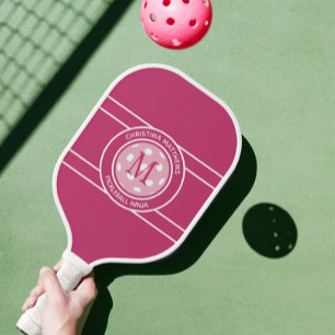 Pickleball Ninja Custom Name Initial Girly Pink Pickleball Paddle