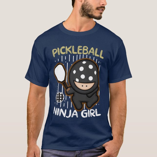 pickleball ninja girl funny pickleball sports girl T-Shirt (Front)