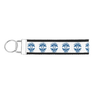 Pickleball ninja pattern blue wrist keychain