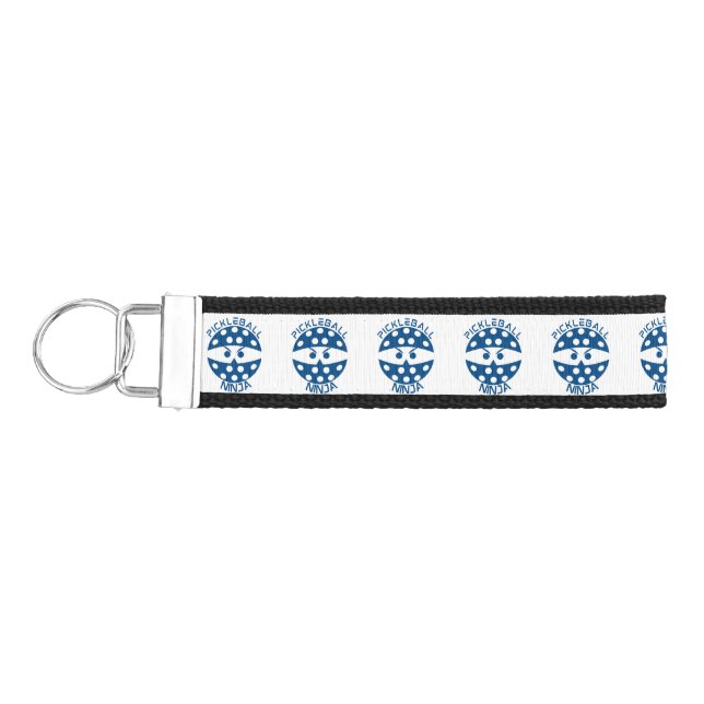 Pickleball ninja pattern blue wrist keychain (Keys on Left)