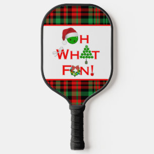 Pickleball Oh What Fun Red and Green Plaid Pickleball Paddle