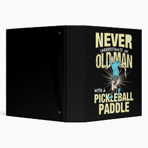 Pickleball - Old Man With A Pickleball Paddle 3 Ring Binder