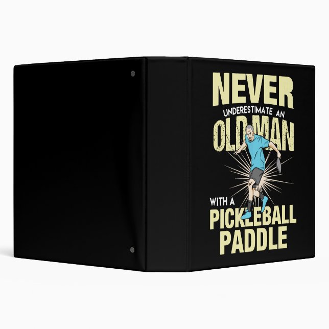 Pickleball - Old Man With A Pickleball Paddle 3 Ring Binder (Background)