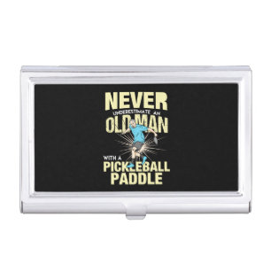 Pickleball - Old Man With A Pickleball Paddle Business Card Case