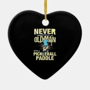 Pickleball - Old Man With A Pickleball Paddle Ceramic Ornament