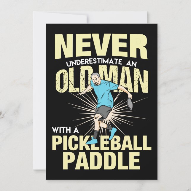 Pickleball - Old Man With A Pickleball Paddle Invitation (Front)