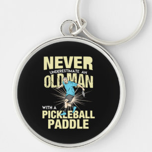 Pickleball - Old Man With A Pickleball Paddle Keychain